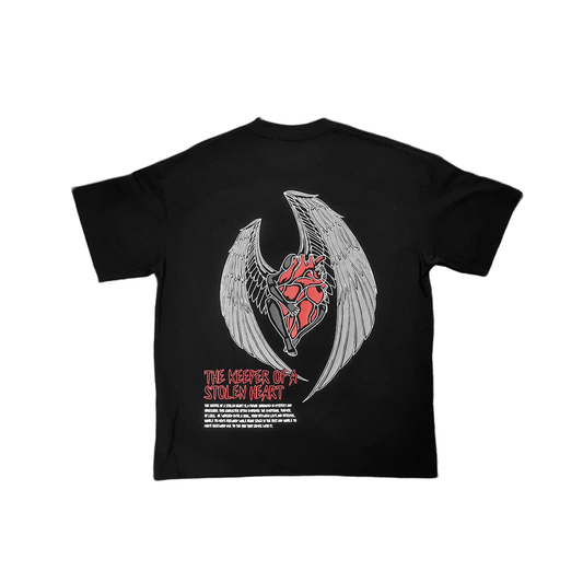 The Keeper Of a Stolen Heart - Black Oversized Heavyweight Cotton T-Shirt